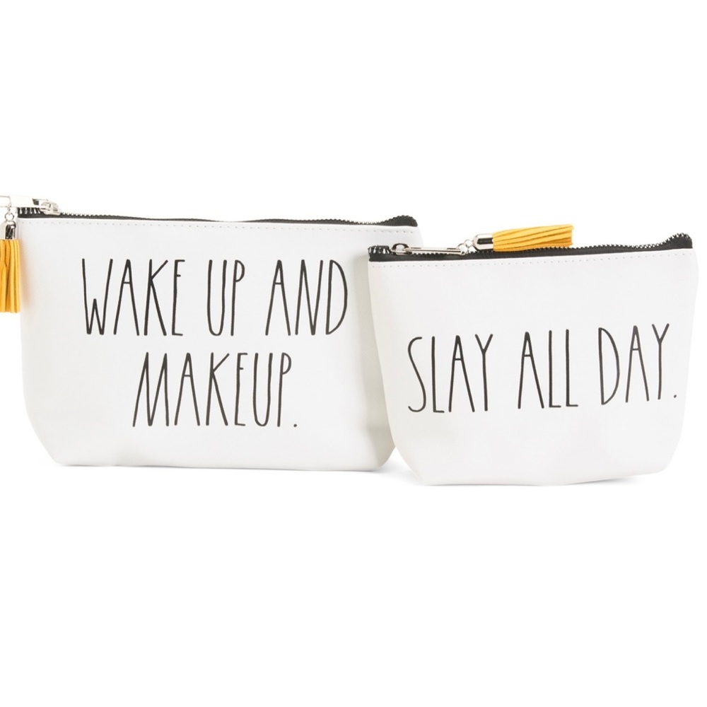 2 Rae Dunn Clutch Cosmetic Bags Wake Up And Makeup